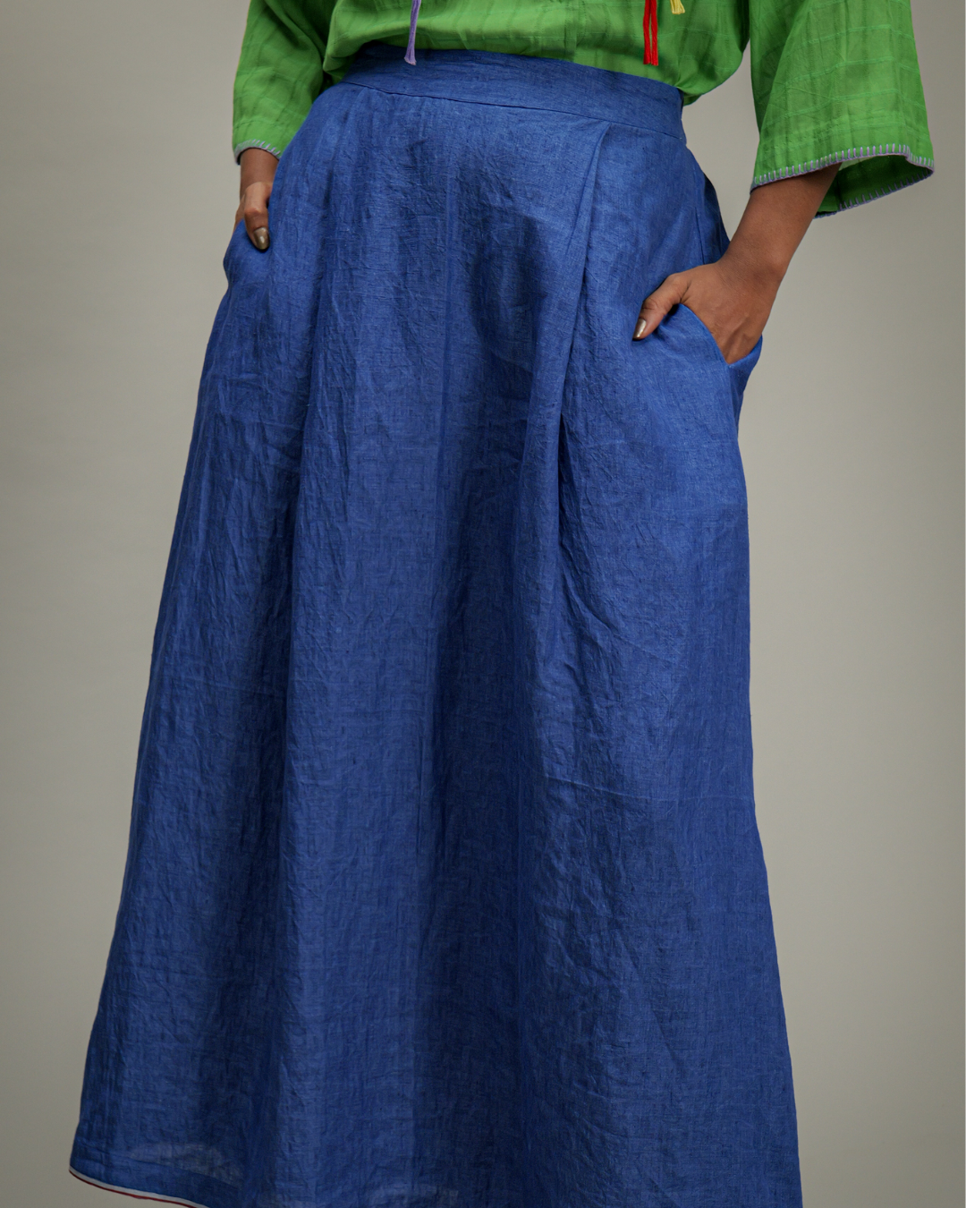 Emelisa Blue Linen Maxi Skirt