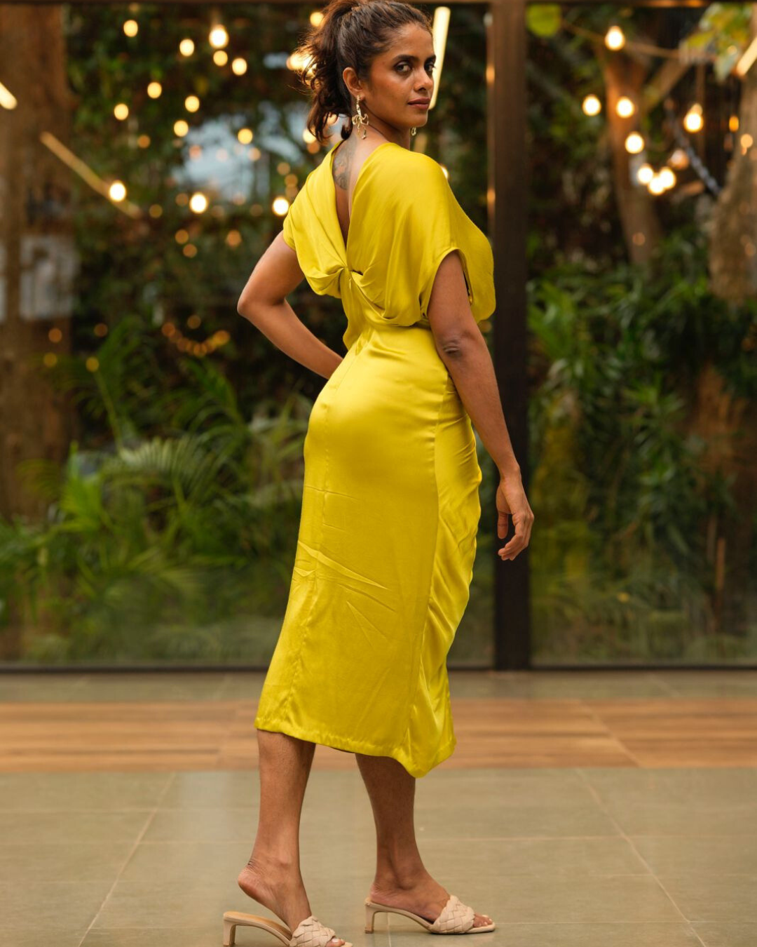 Knotted Lime Yellow Twirl Dress