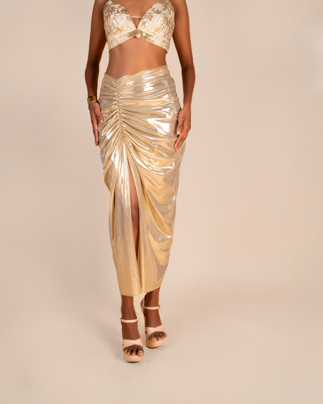 Twilight Ruched Gold Skirt