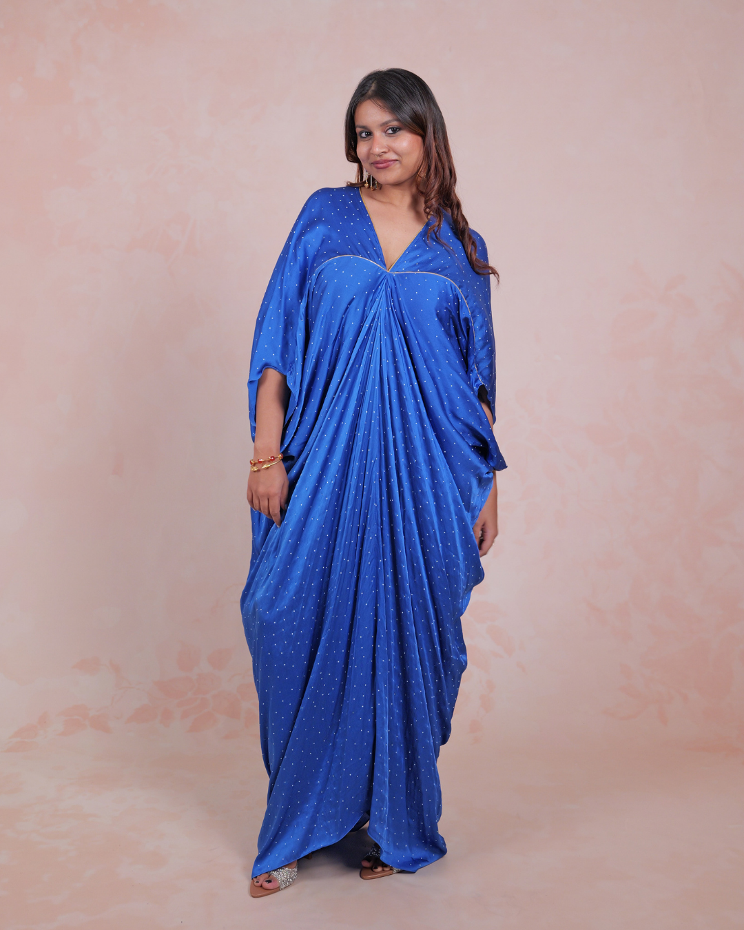 Blue Polka Piping Kaftan