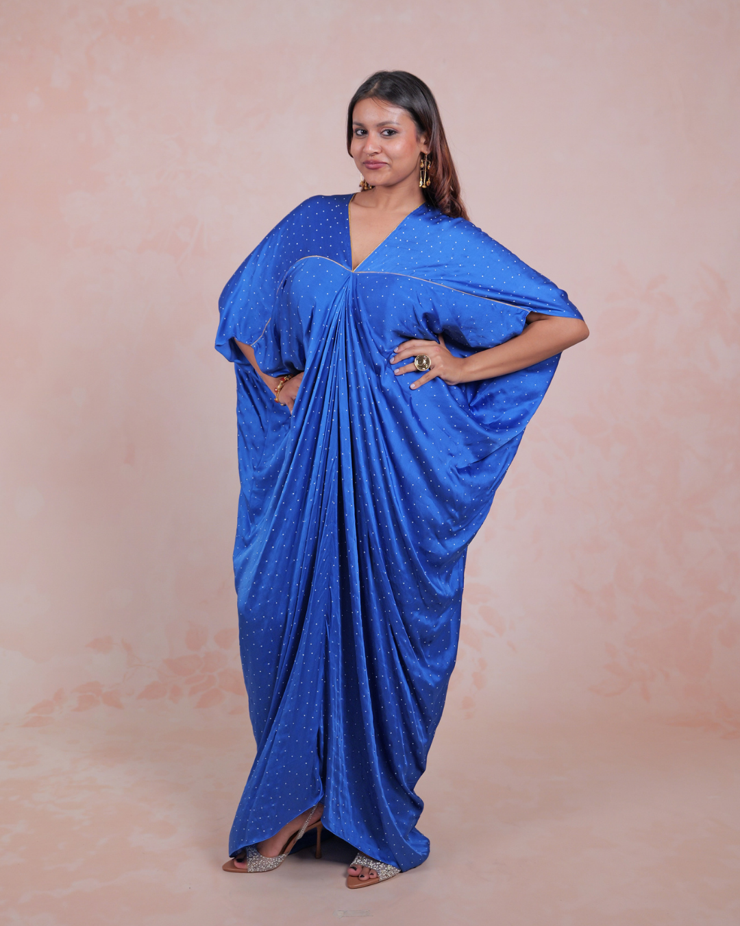 Blue Polka Piping Kaftan