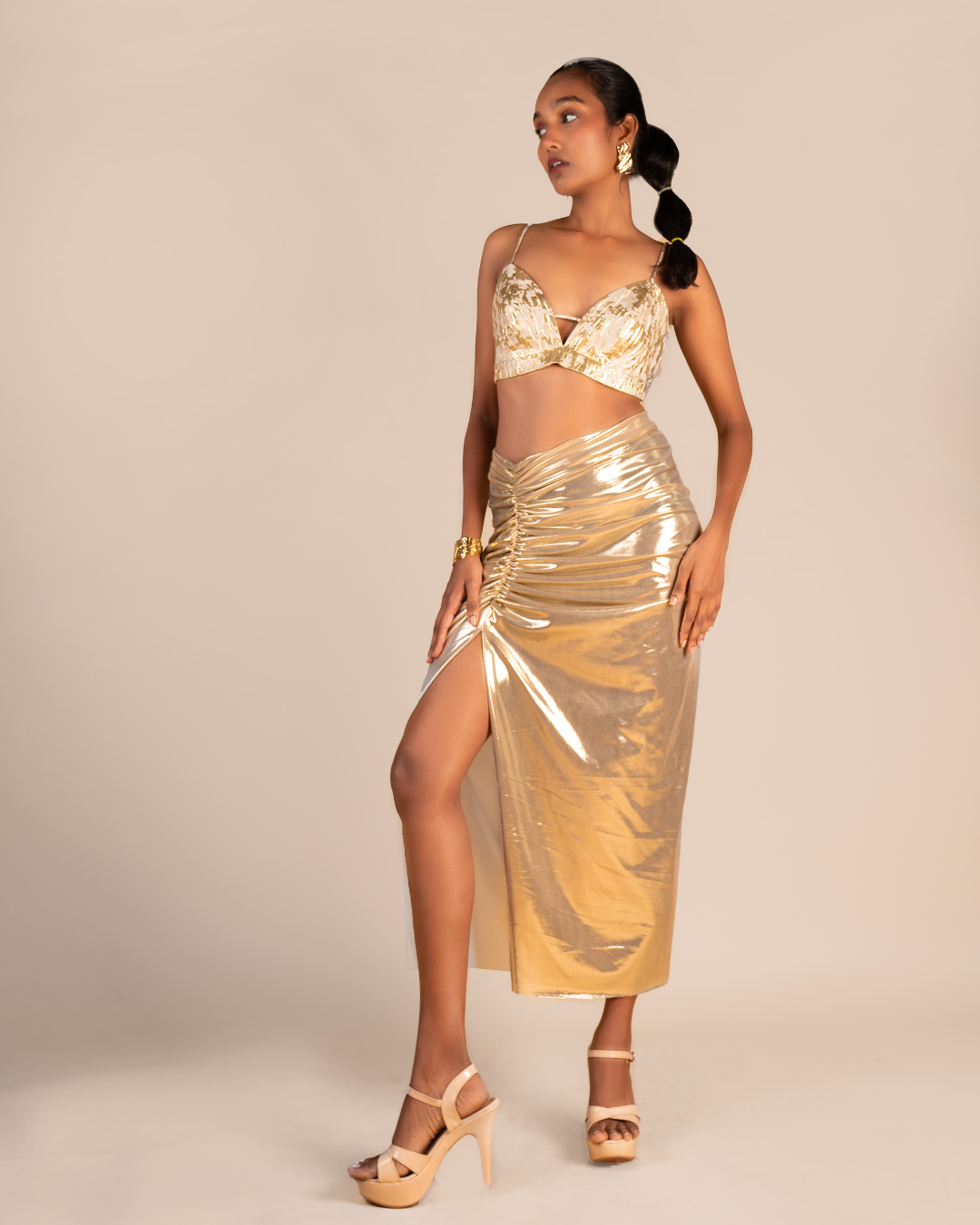 Twilight Ruched Gold Skirt