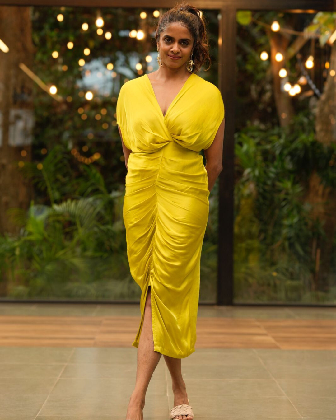 Knotted Lime Yellow Twirl Dress