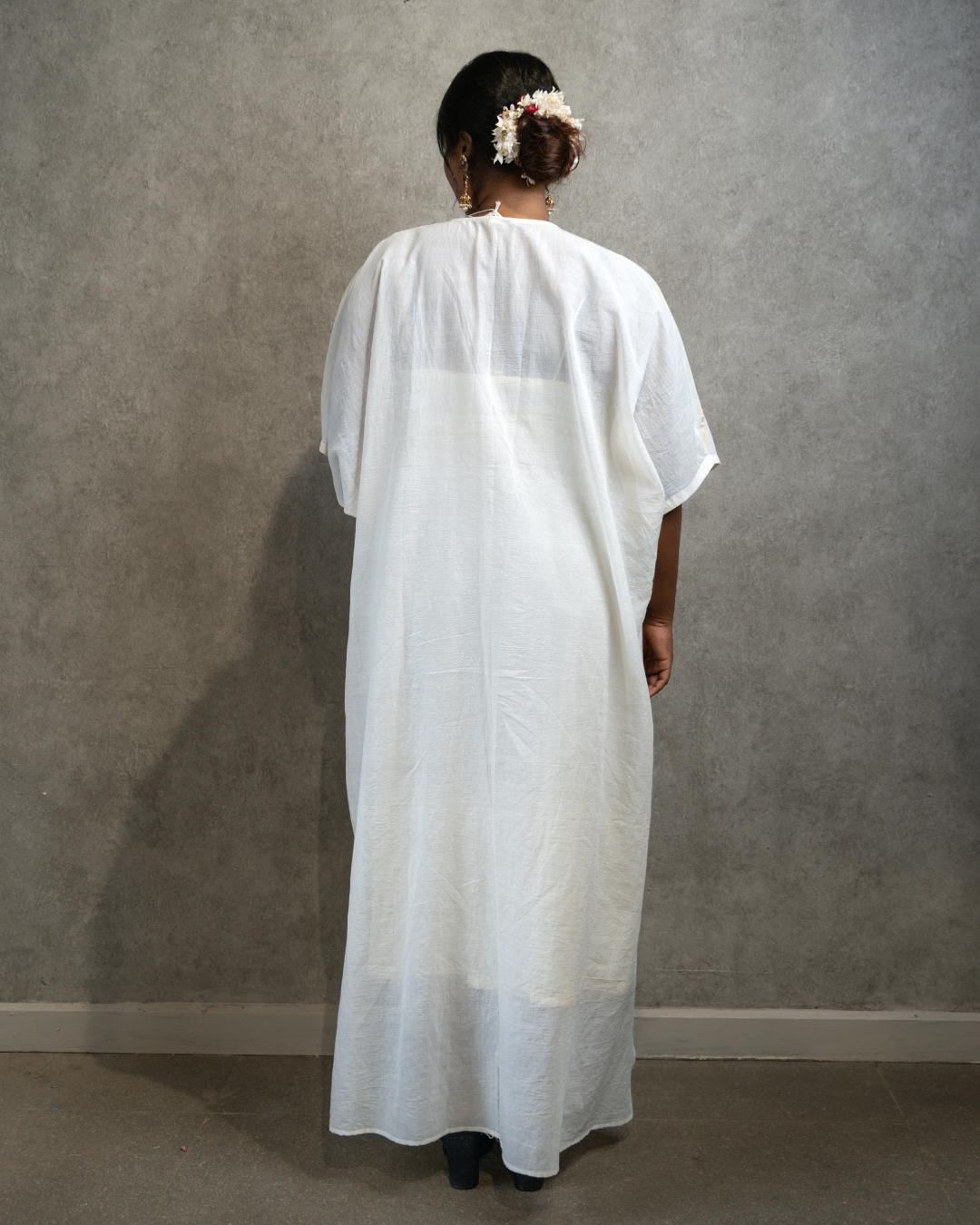 Manjari | Wide-cut Kasavu Kaftan