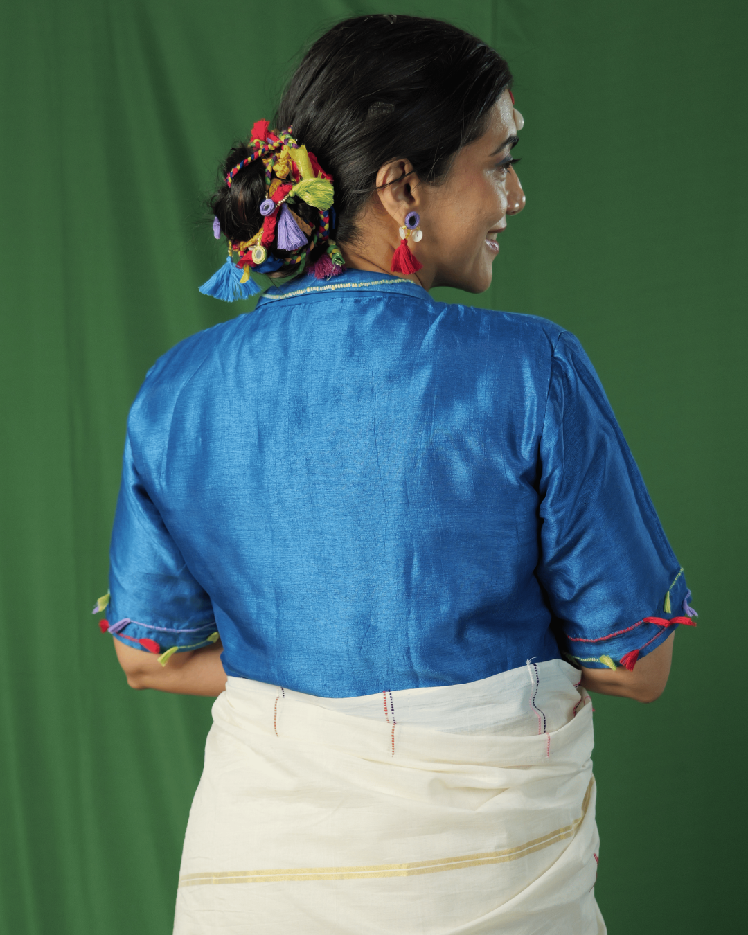 Vilasini Blue Chelsea Collar Blouse