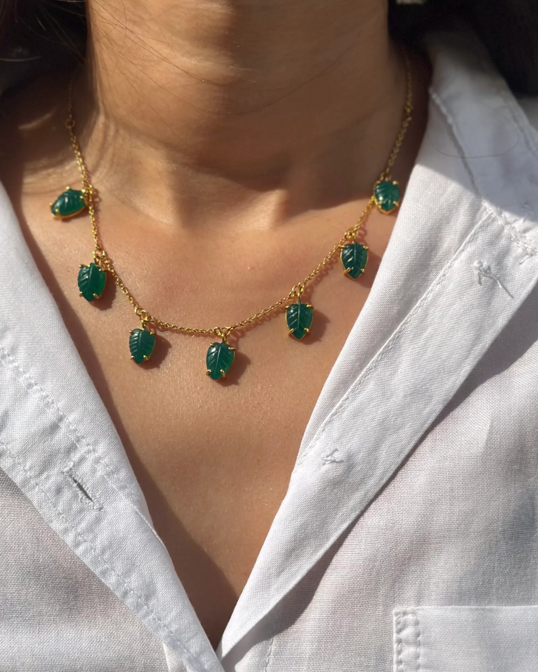 Carved Green Onyx Necklace