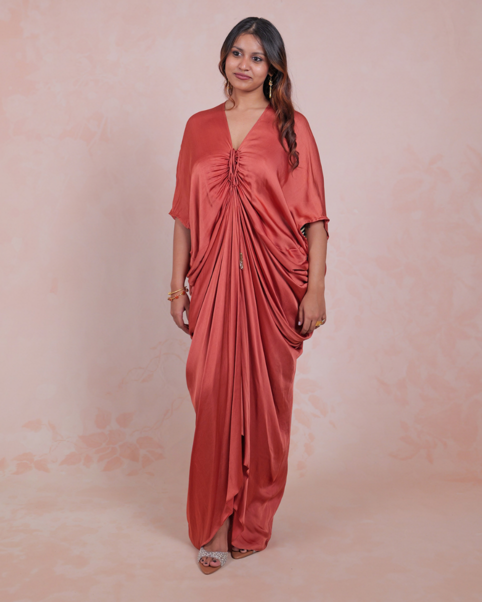 Burnt Orange Tie-up Kaftan