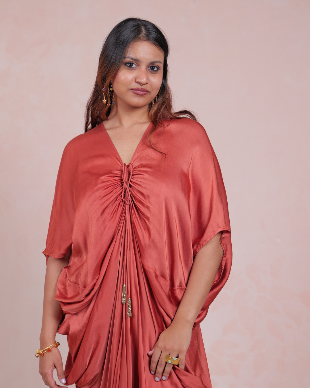 Burnt Orange Tie-up Kaftan