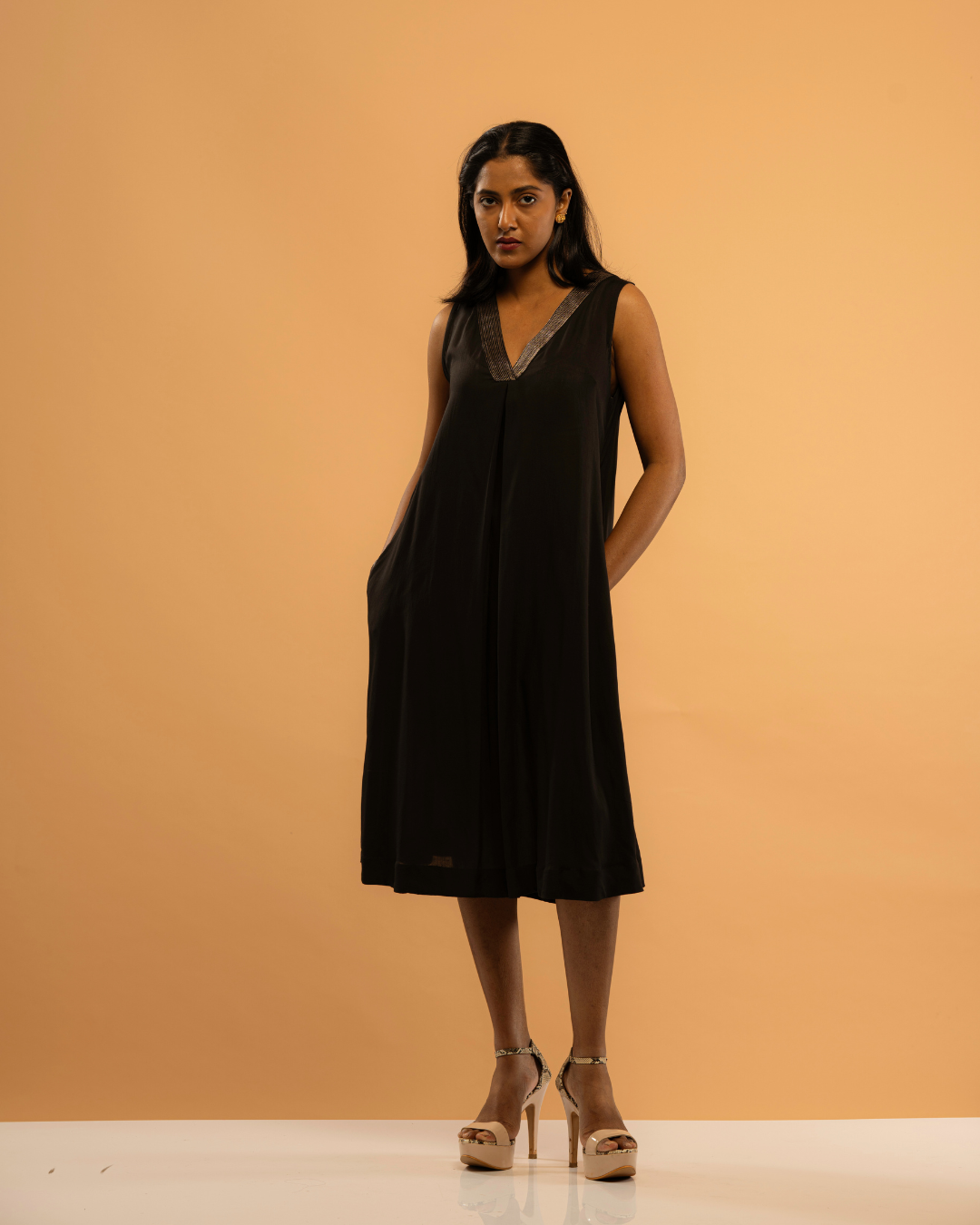 Midnight Mirage V-neck Dress