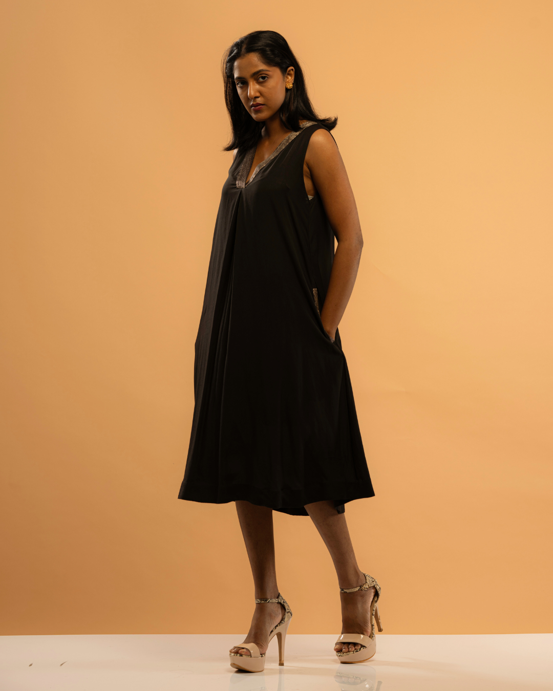 Midnight Mirage V-neck Dress