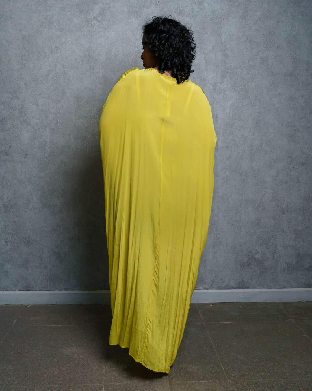 Lime green ruched kaftan