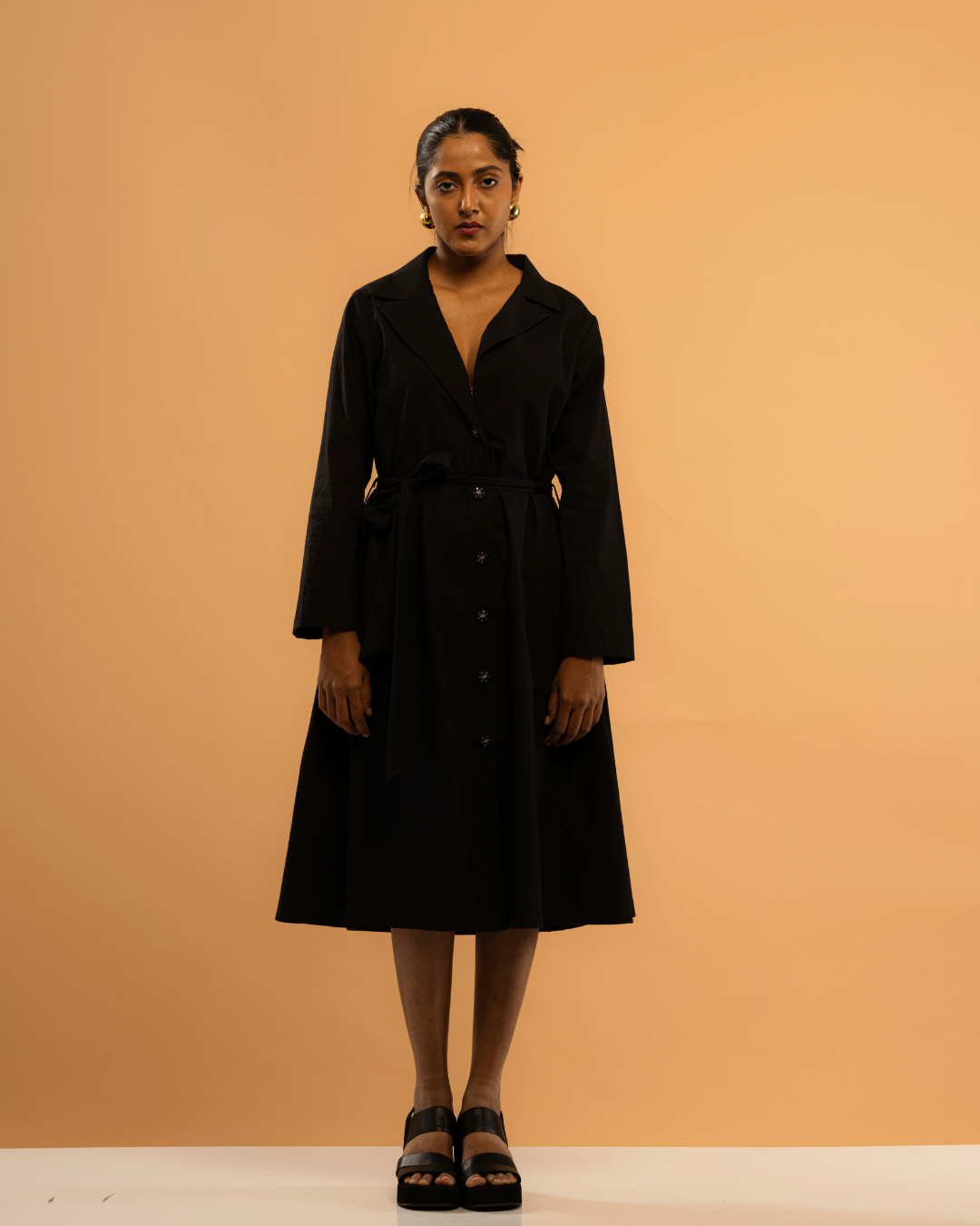 Urban Edge Black Trench Dress