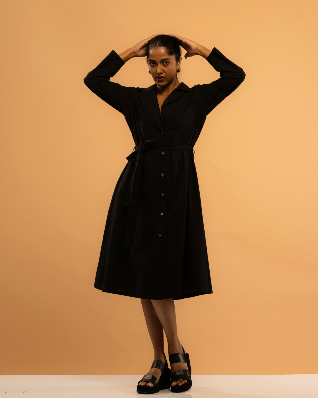 Urban Edge Black Trench Dress