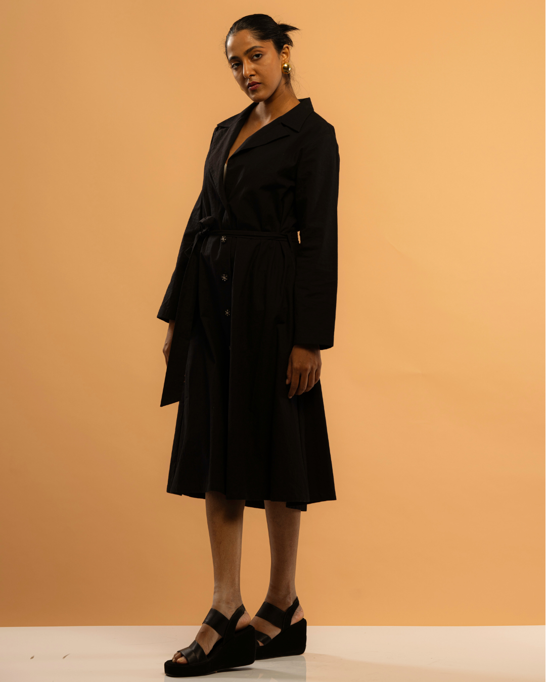 Urban Edge Black Trench Dress