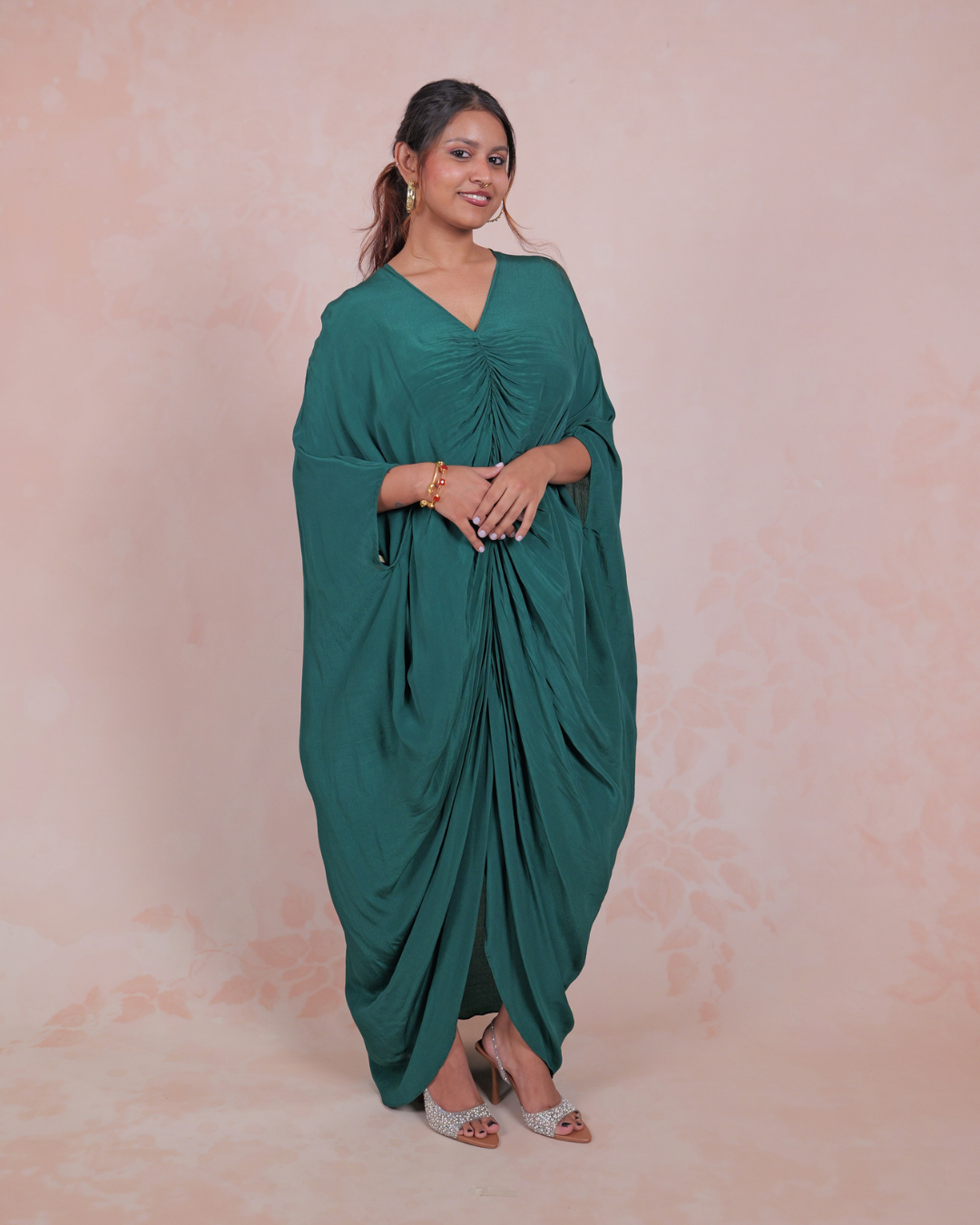 Emerald Green Ruched Kaftan