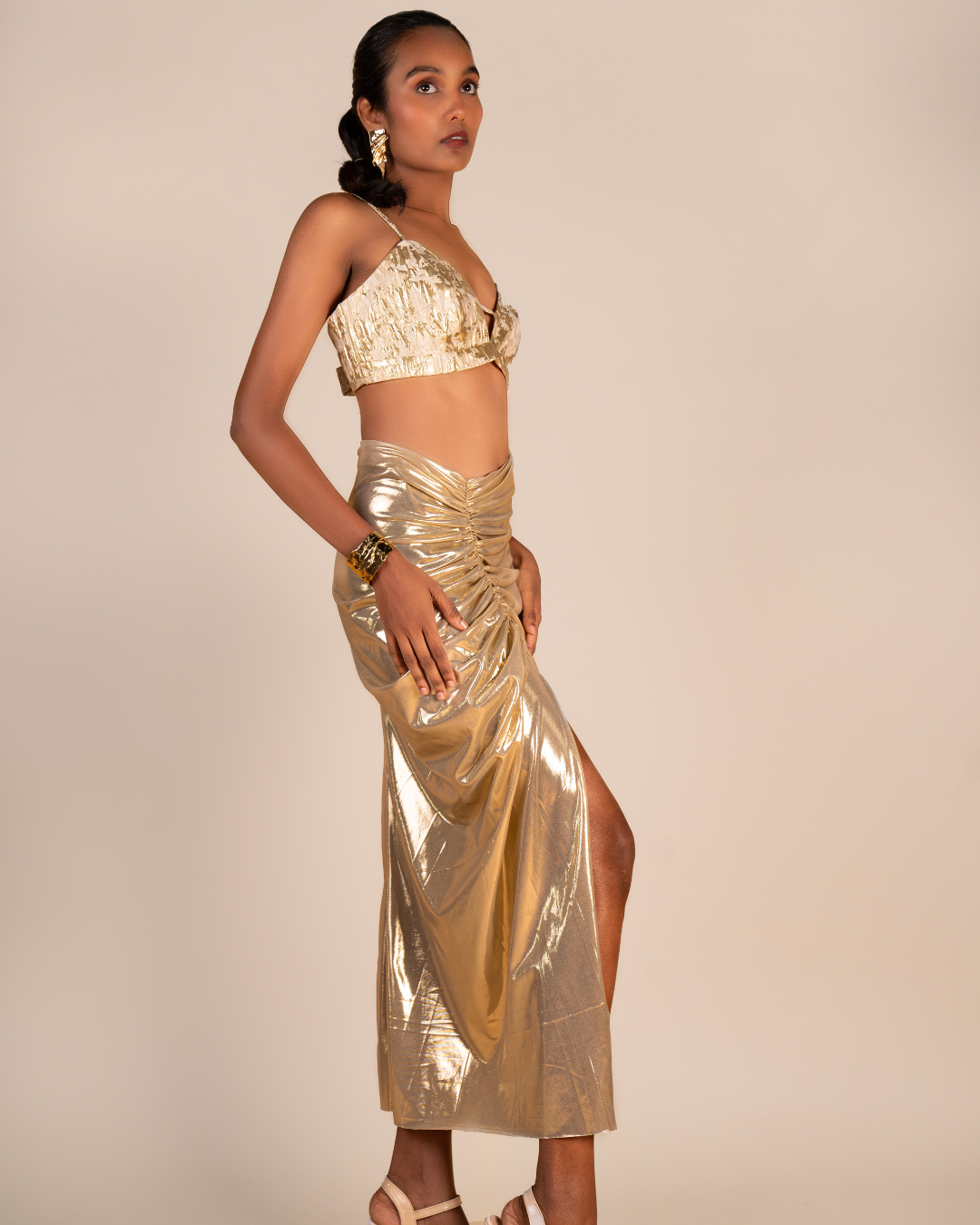 Twilight Ruched Gold Skirt