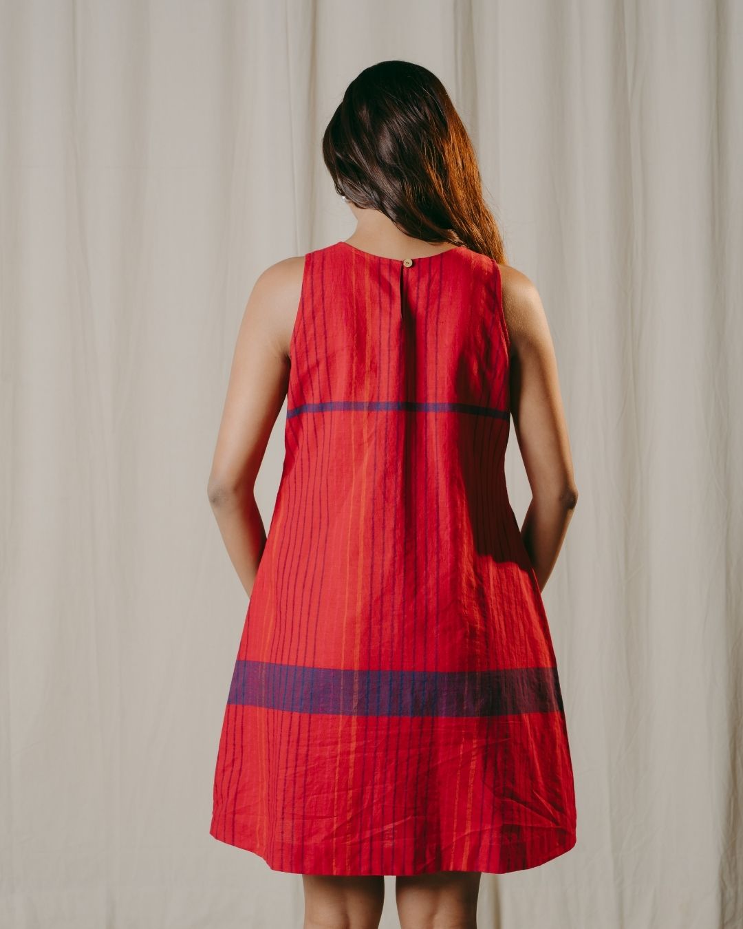 Amara Red Handwoven Short Dress
