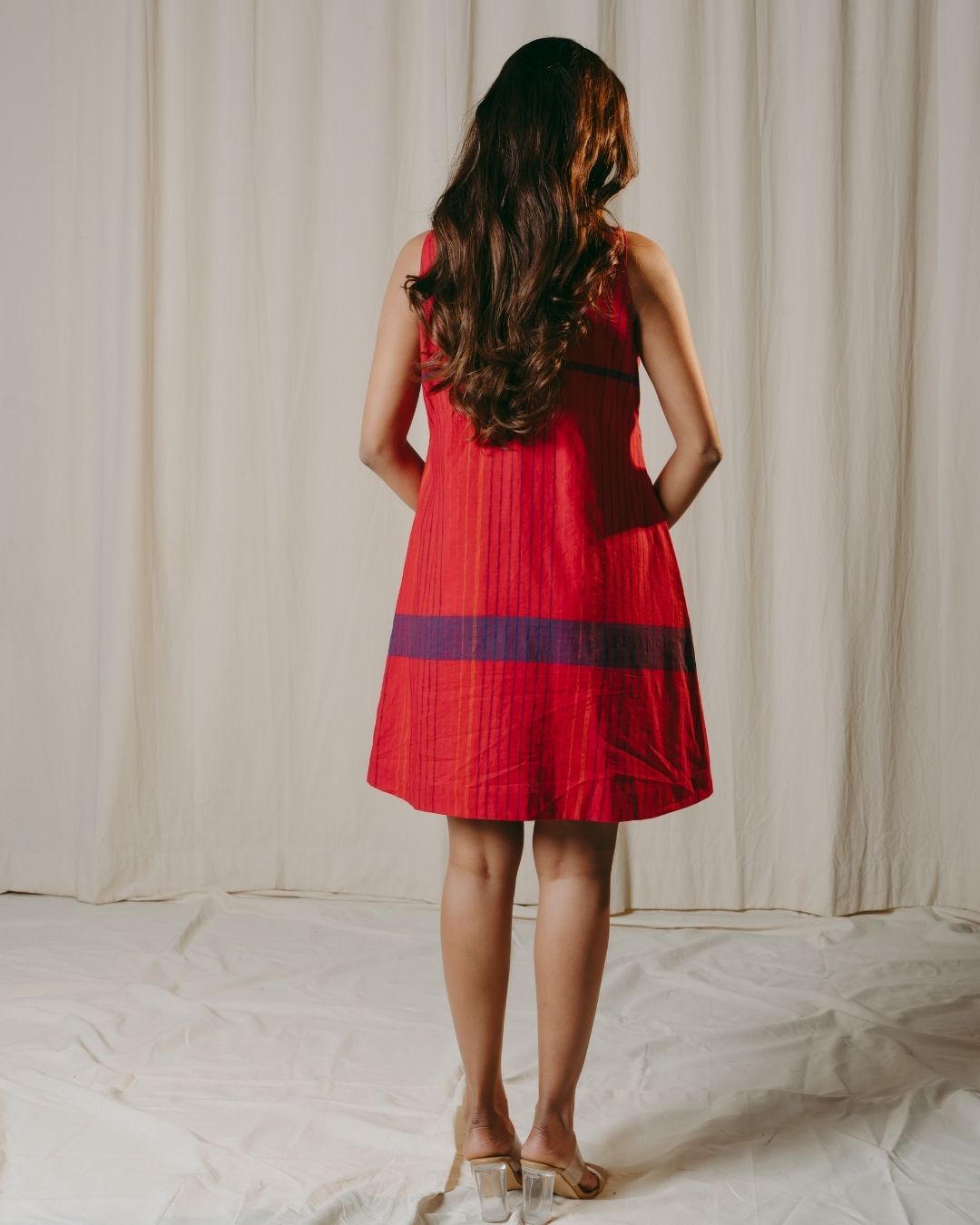 Amara Red Handwoven Short Dress
