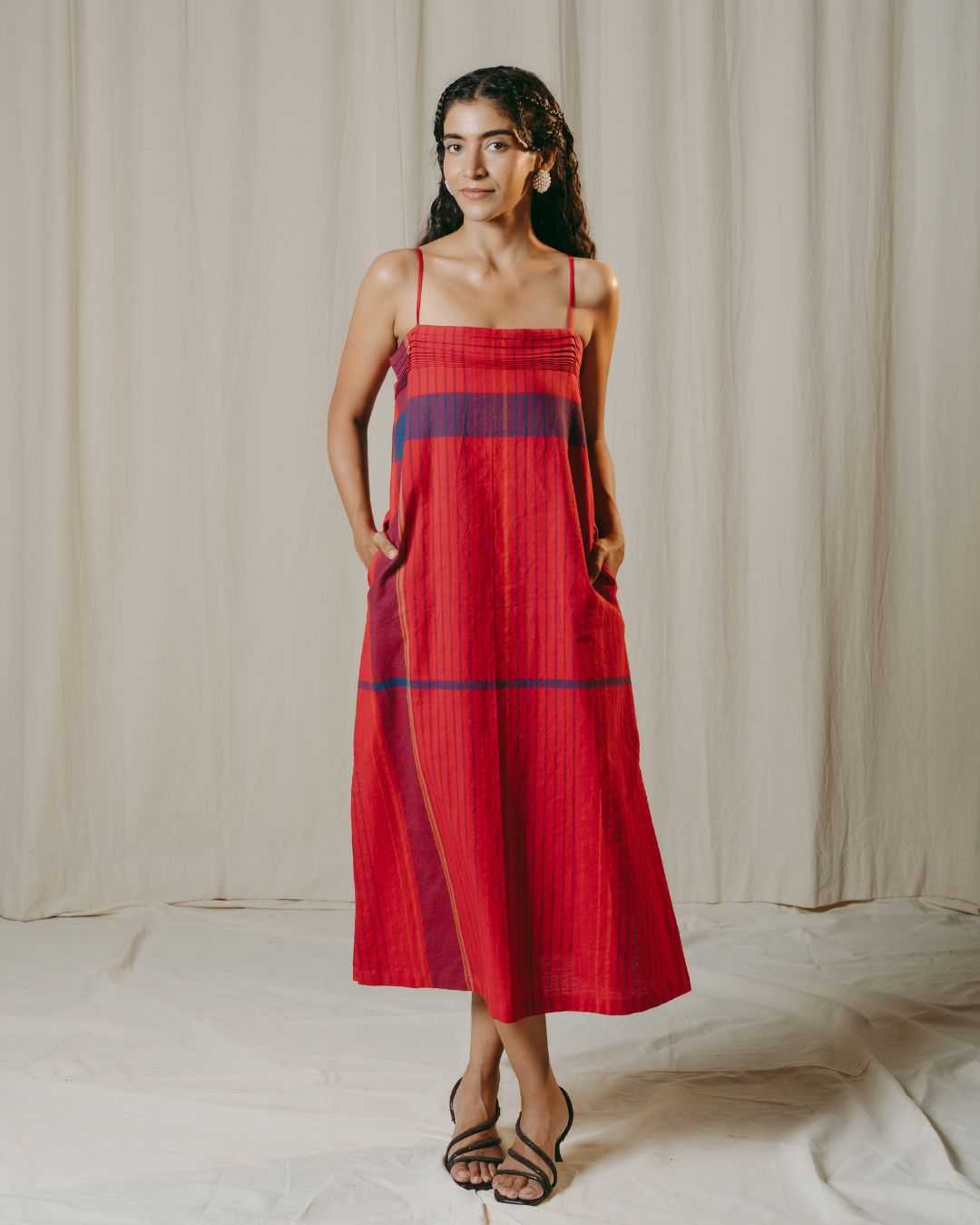 Odessa Red Handwoven Shift Dress