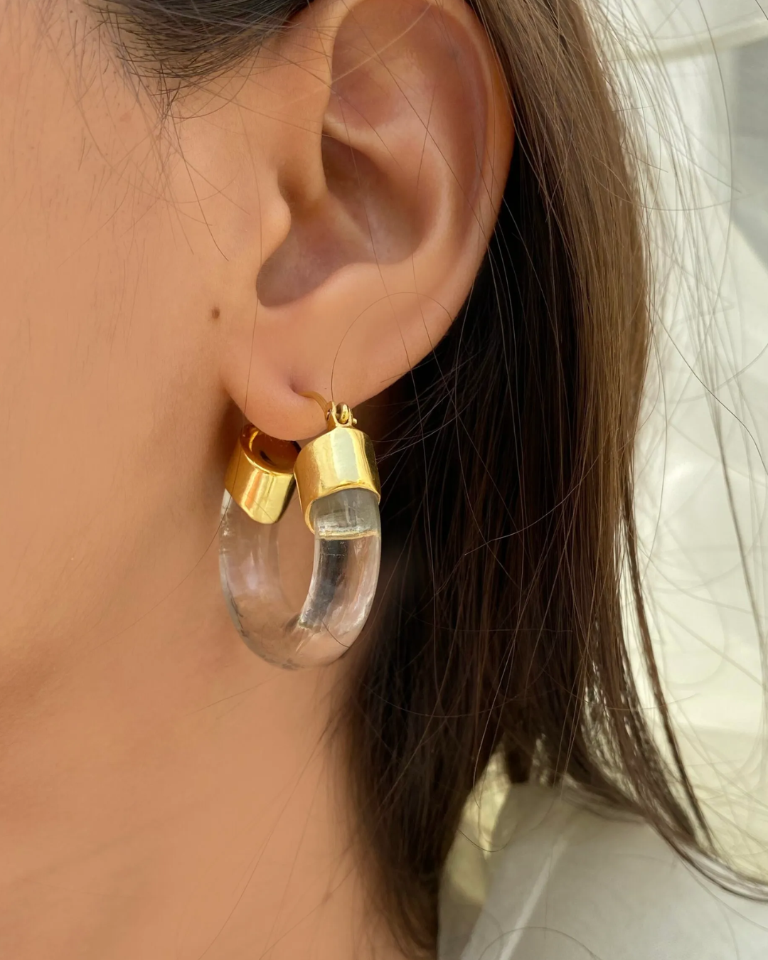 Clear Quartz Hoops