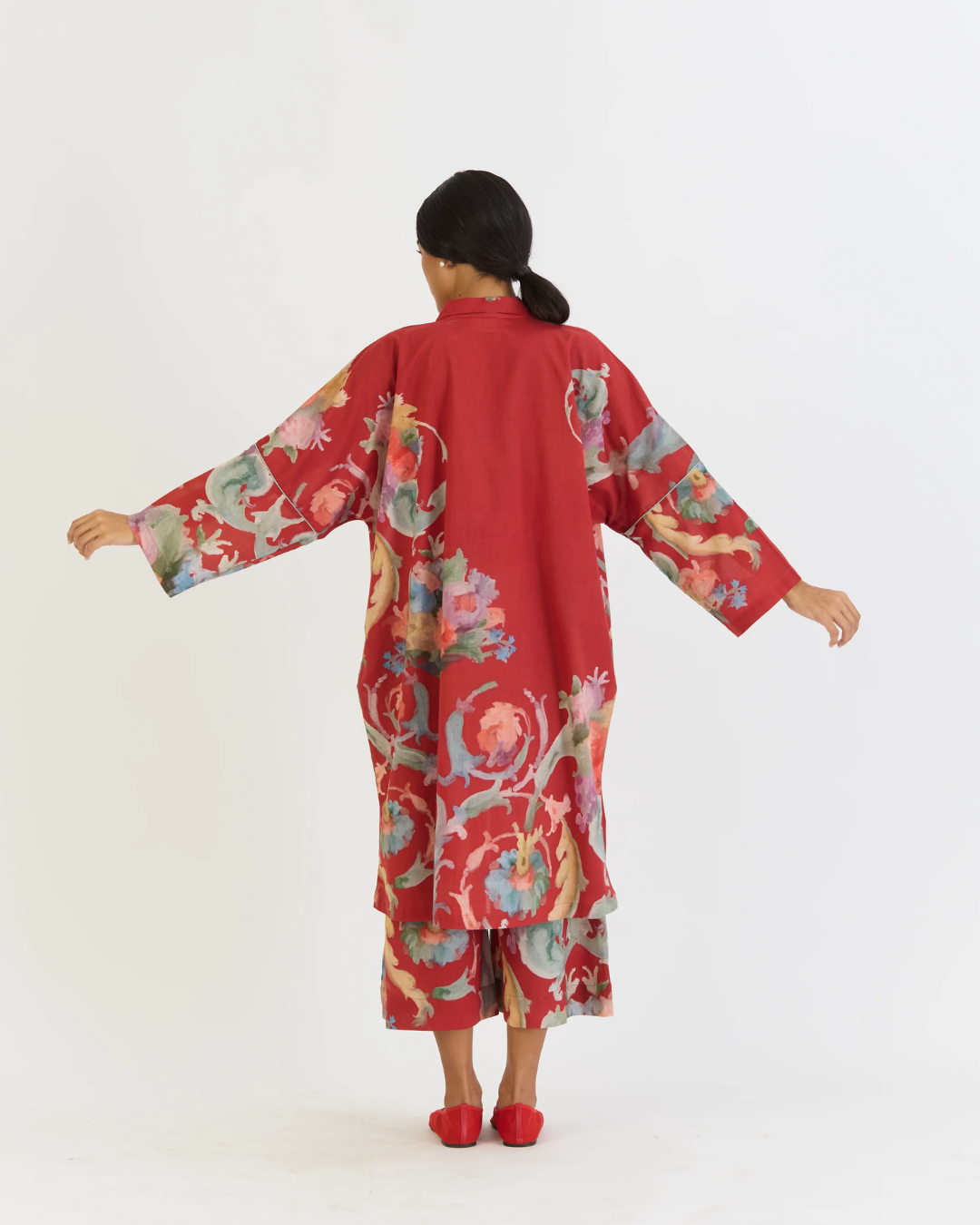 Cranberry Cotton Kaftan Set