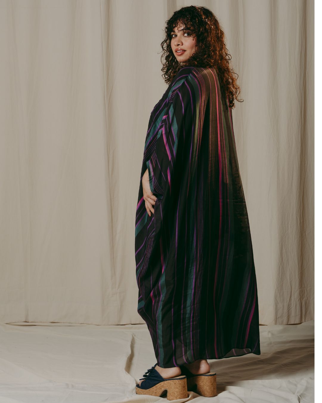 Evelina ruched silk kaftan