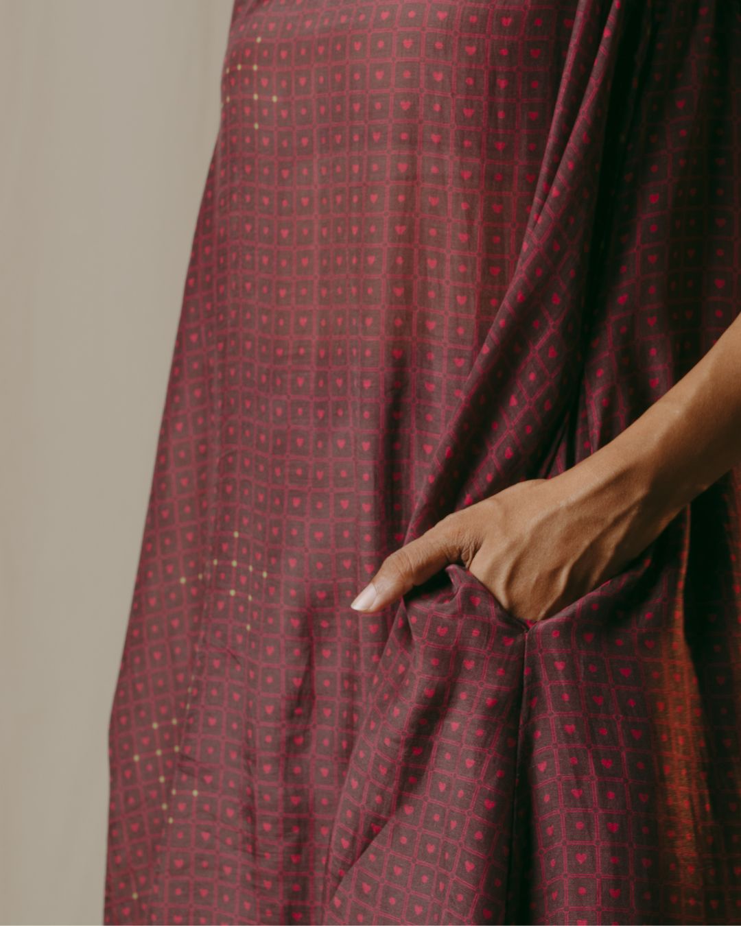 Delphine Checkered Heart Cupro Silk Co-ord Set
