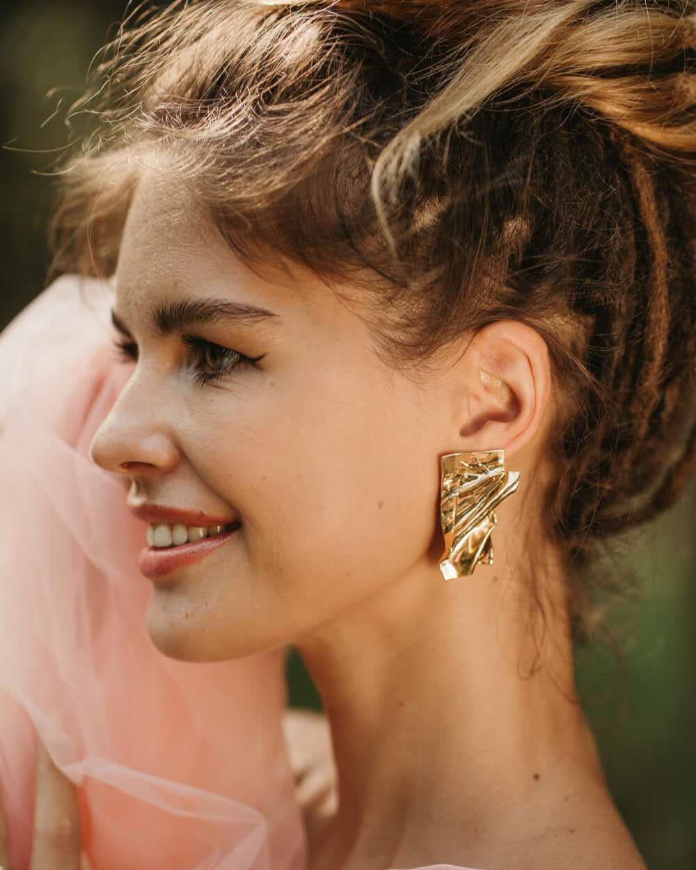 Coral Foil Earrings