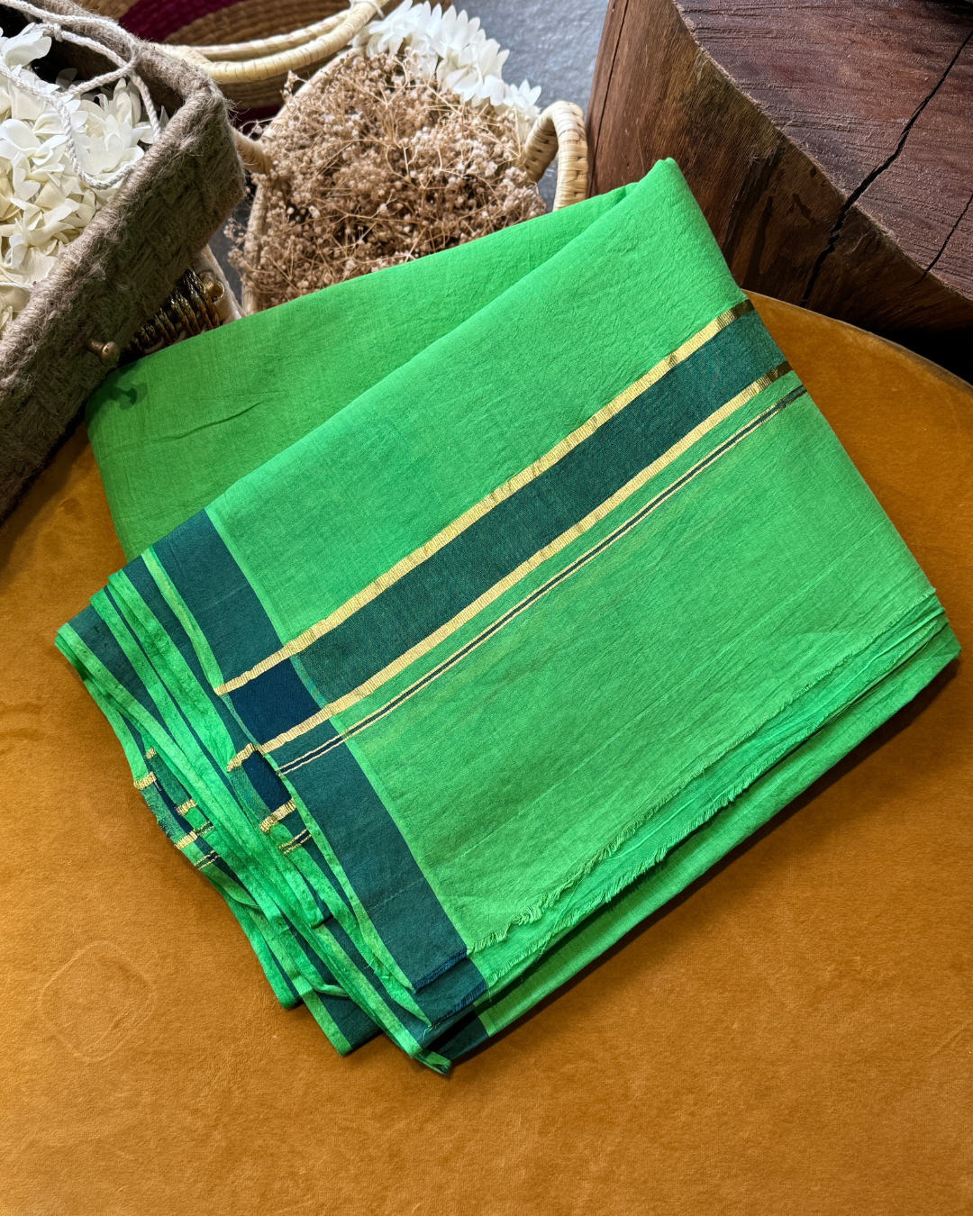 Green Kasavu Dhoti