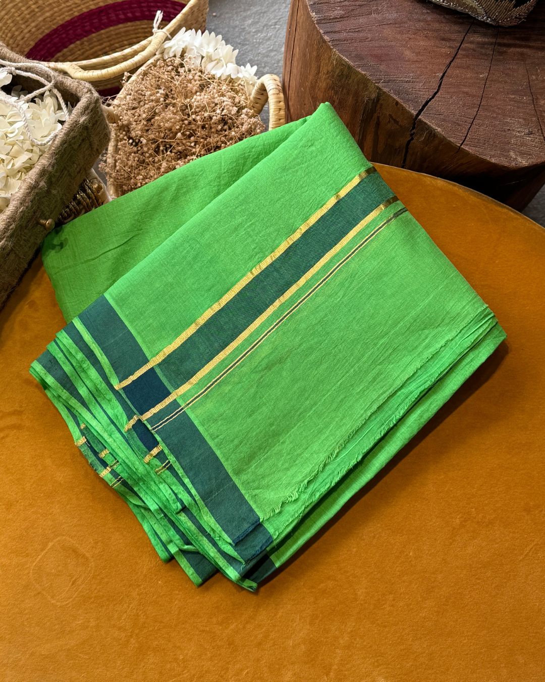 Green Kasavu Dhoti