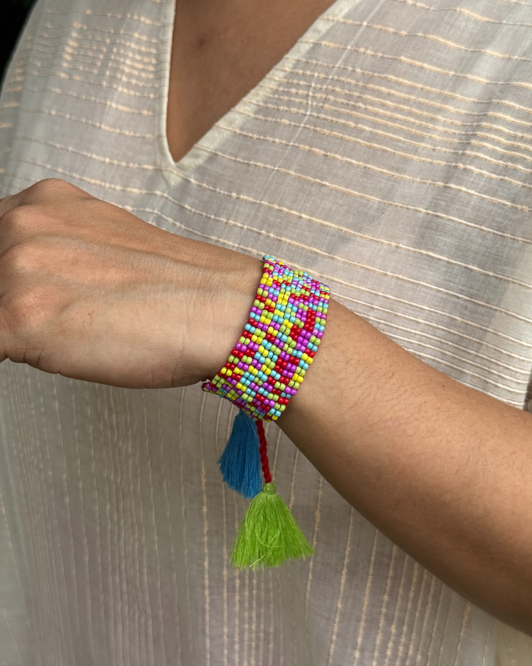 Rakhee Boho Multicolor  Beaded Handcuff