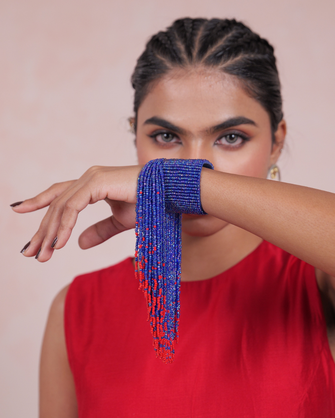 Sharini Beaded Blue Fringe Handcuff