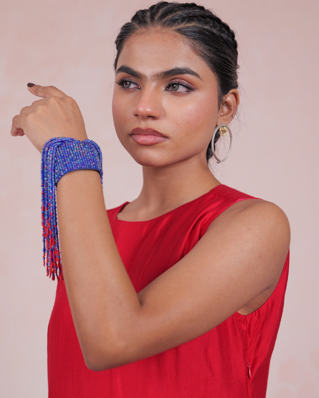 Sharini Beaded Blue Fringe Handcuff