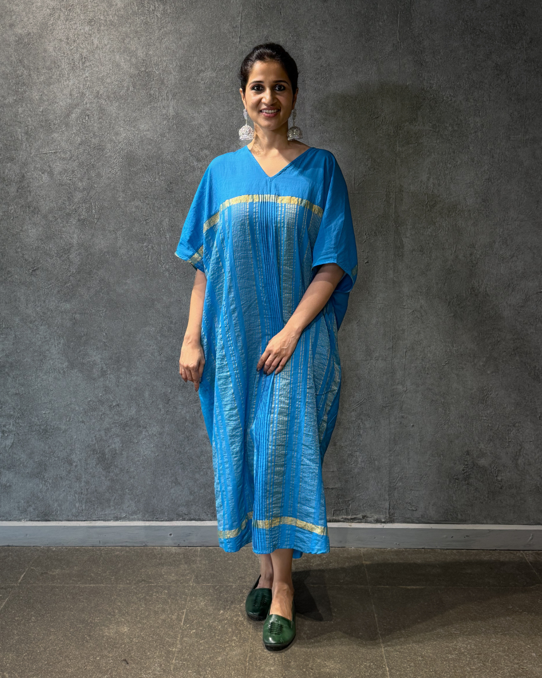 Neelambari Blue Kasavu Kaftan