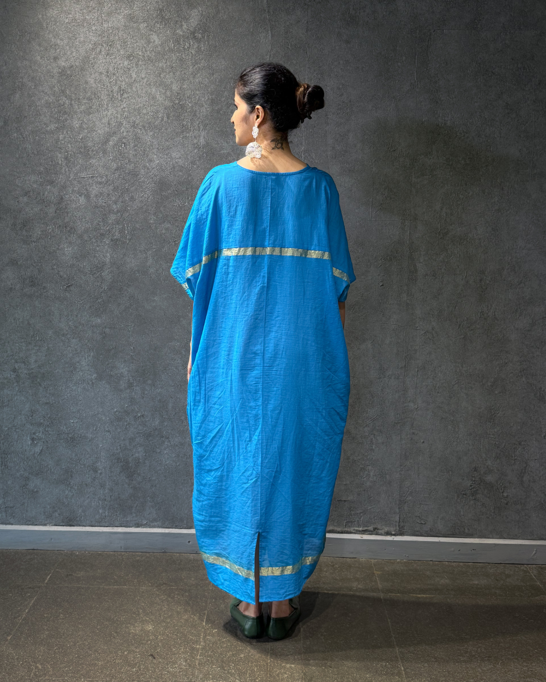 Neelambari Blue Kasavu Kaftan