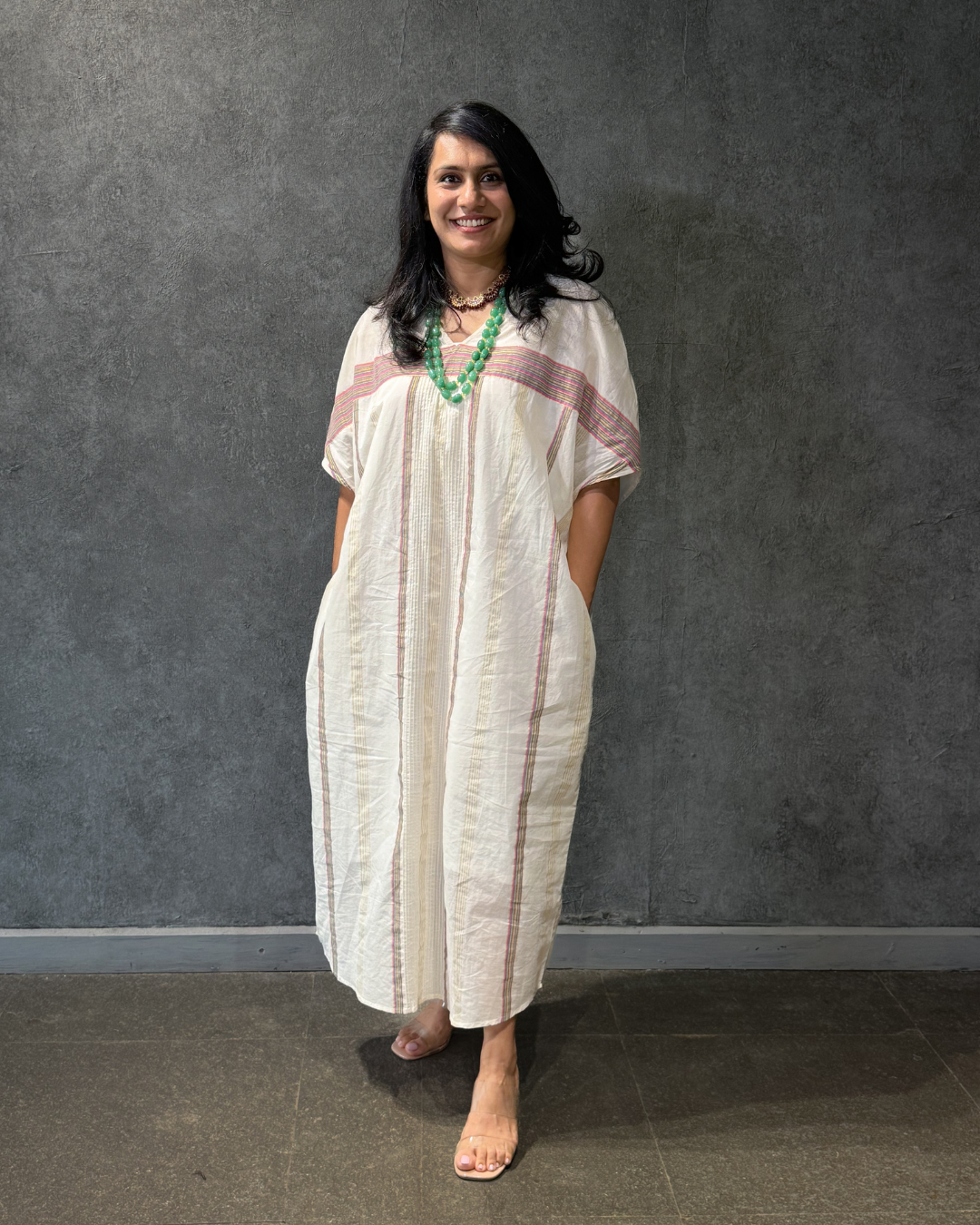 Kochuthankam White Kasavu Kaftan