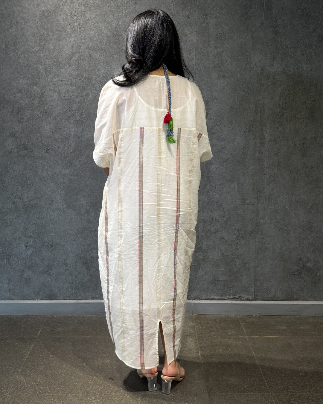 Kochuthankam White Kasavu Kaftan