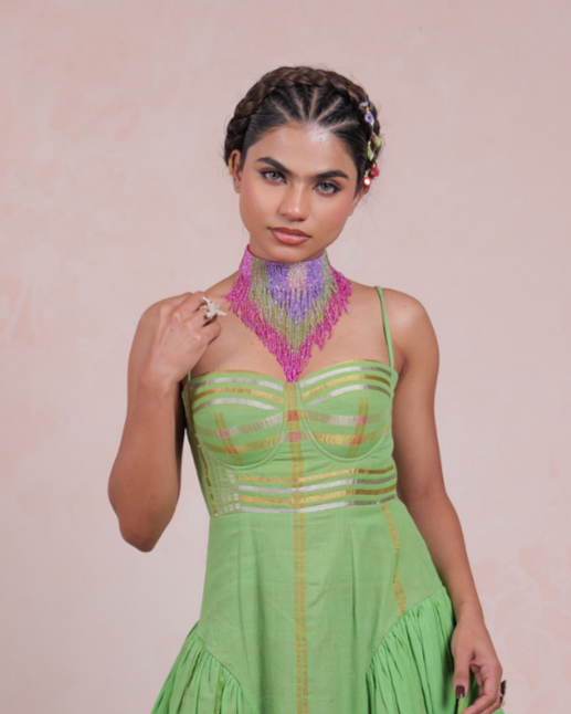 Gathika Multicolor Beaded Fringe Necklace