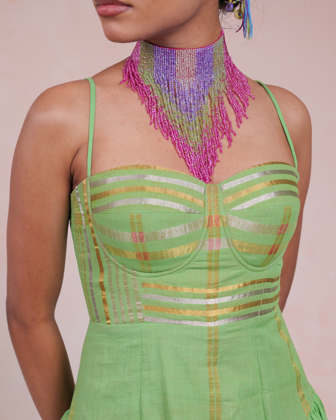 Gathika Multicolor Beaded Fringe Necklace