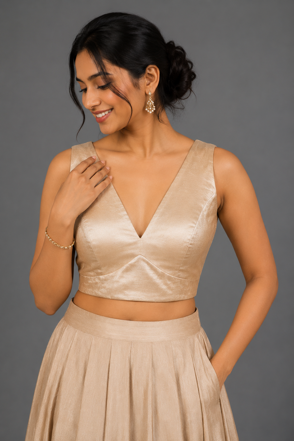 Champne Zipper blouse