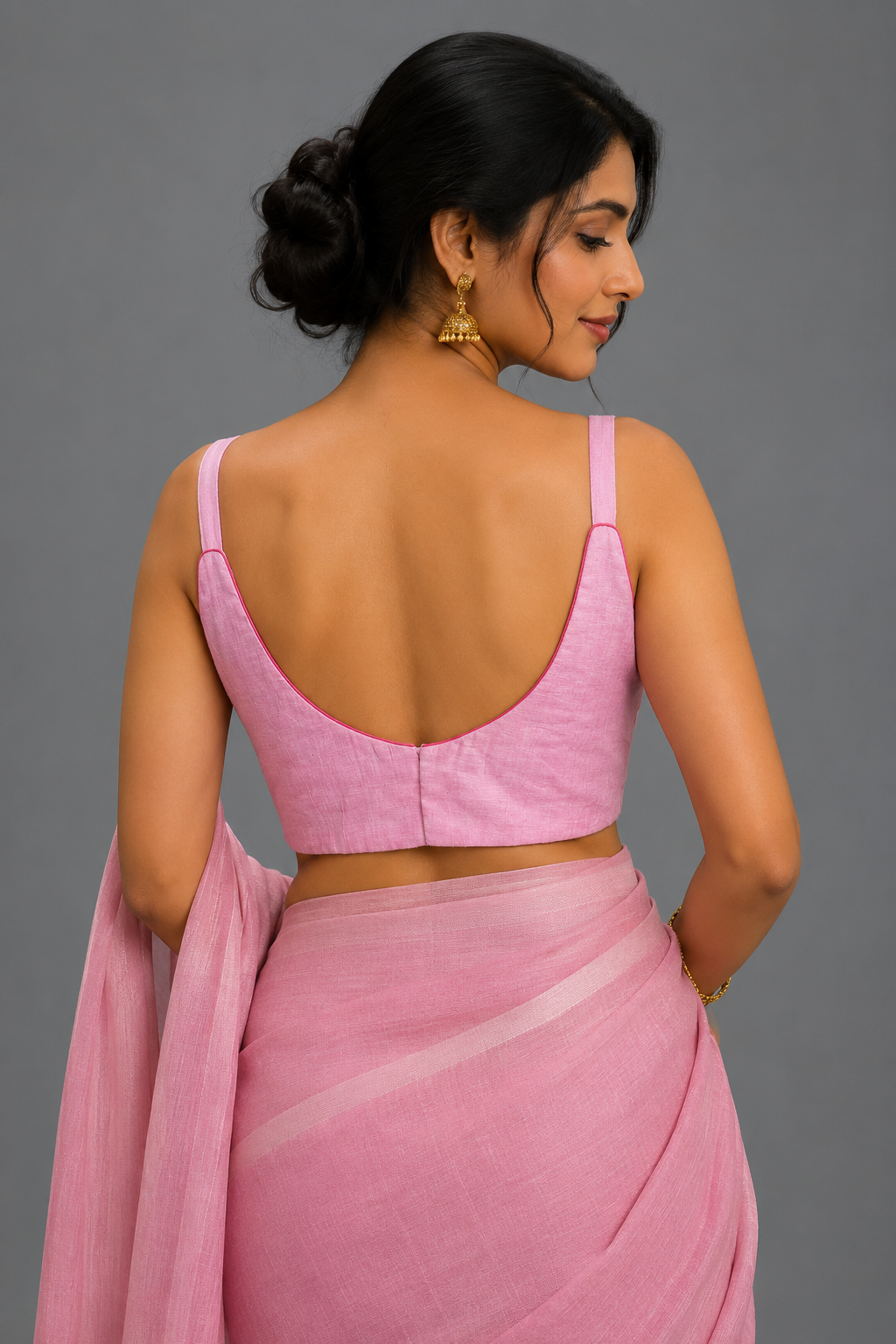 Pink Sleeveless Linen Blouse