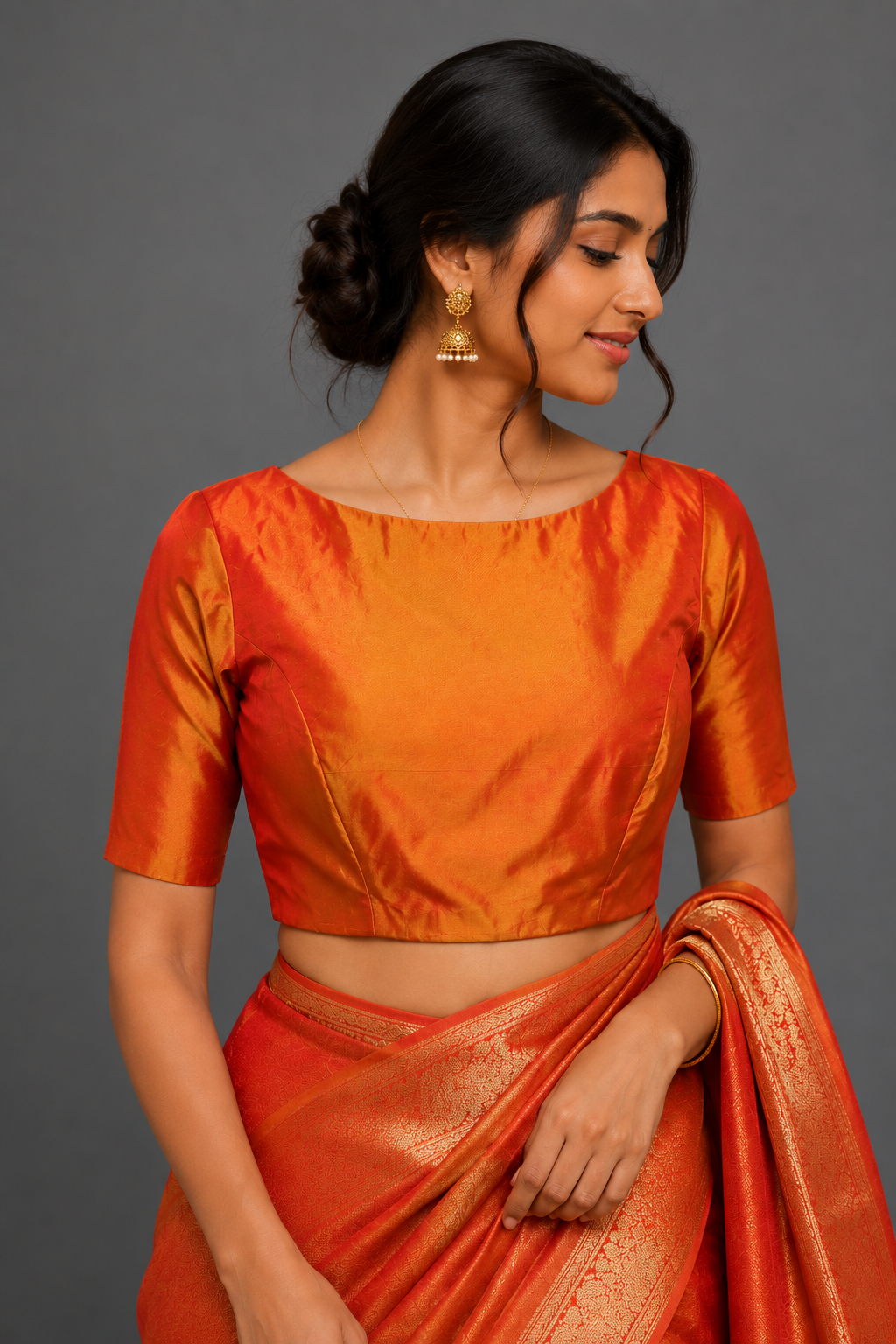 Orange silk blouse