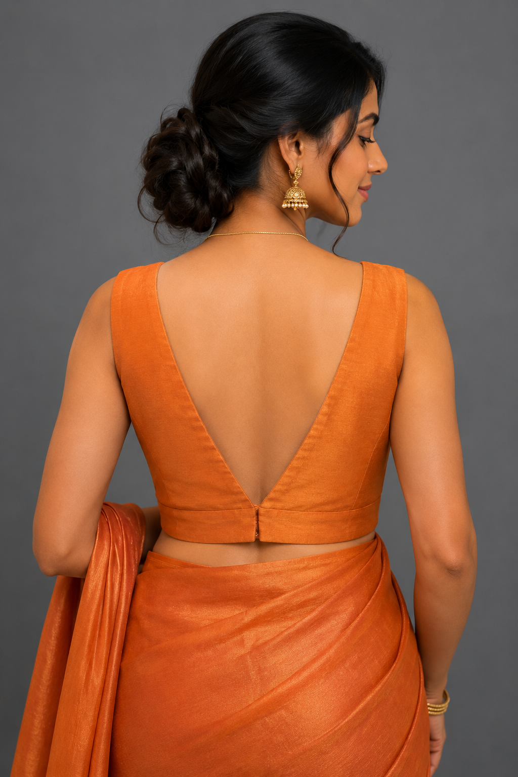 Orange cotton satin blouse