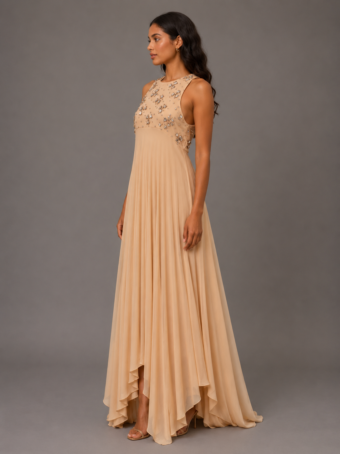 Assymetrical champage dress