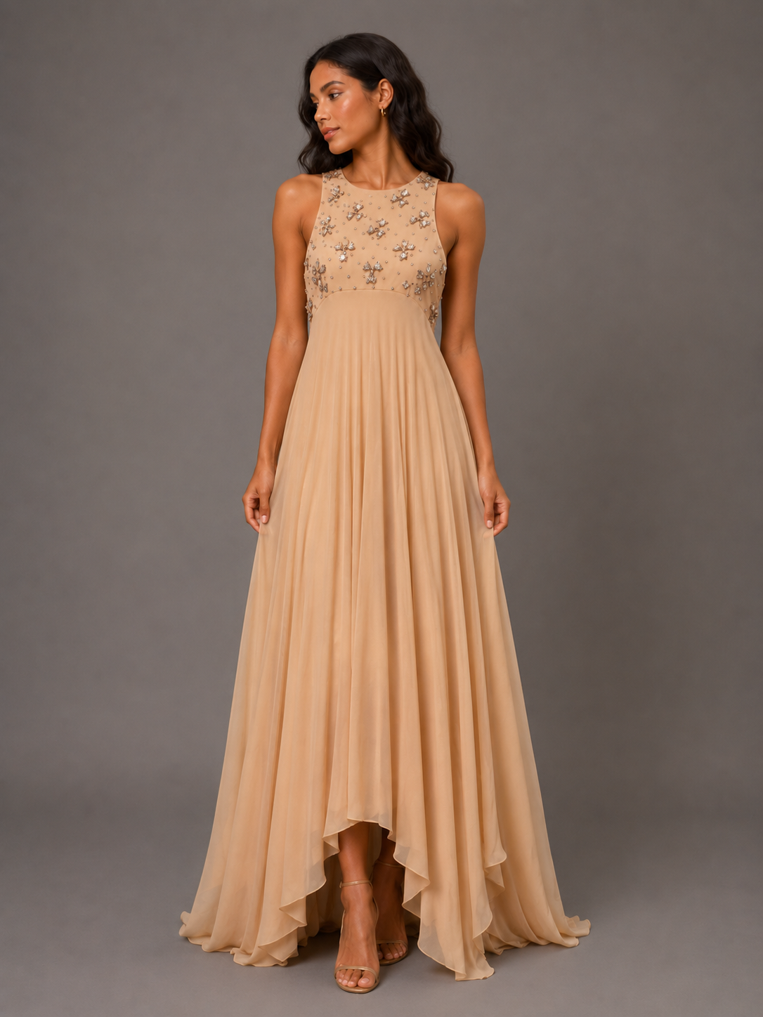Assymetrical champage dress