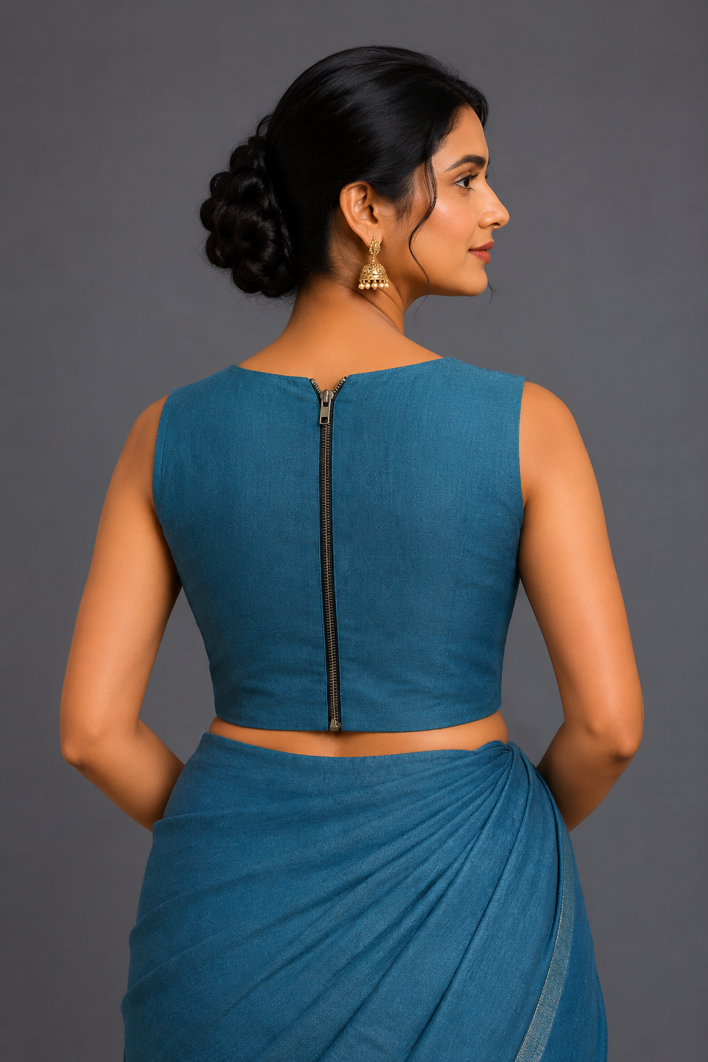 Teal Vegan Mashru Blouse