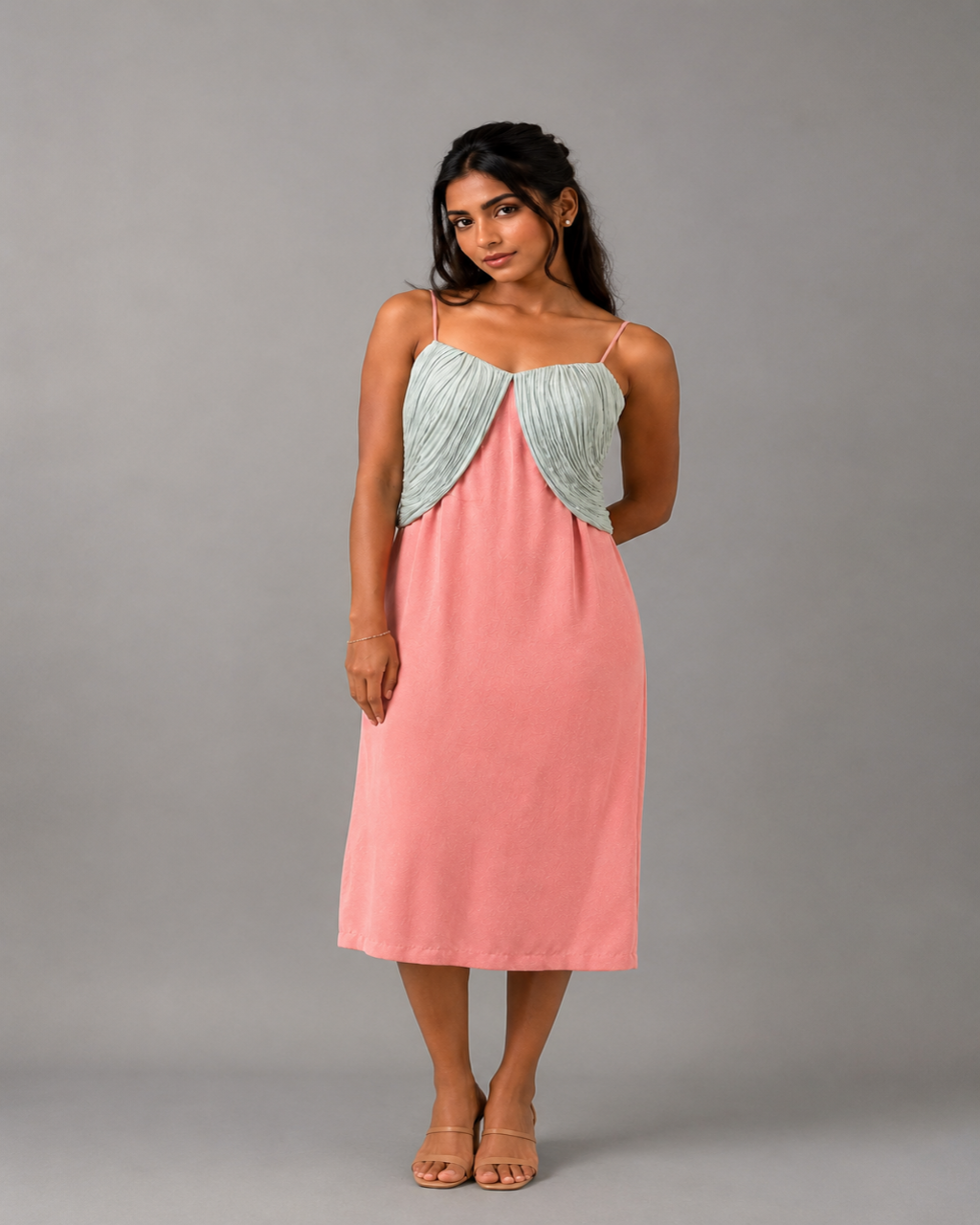 Satin Midi with Sculpted Pleats