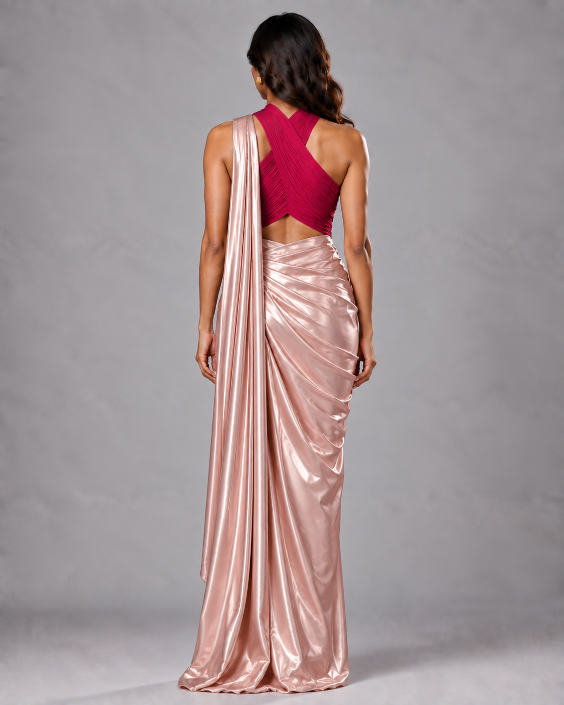 Rosé Metallic Blush Saree