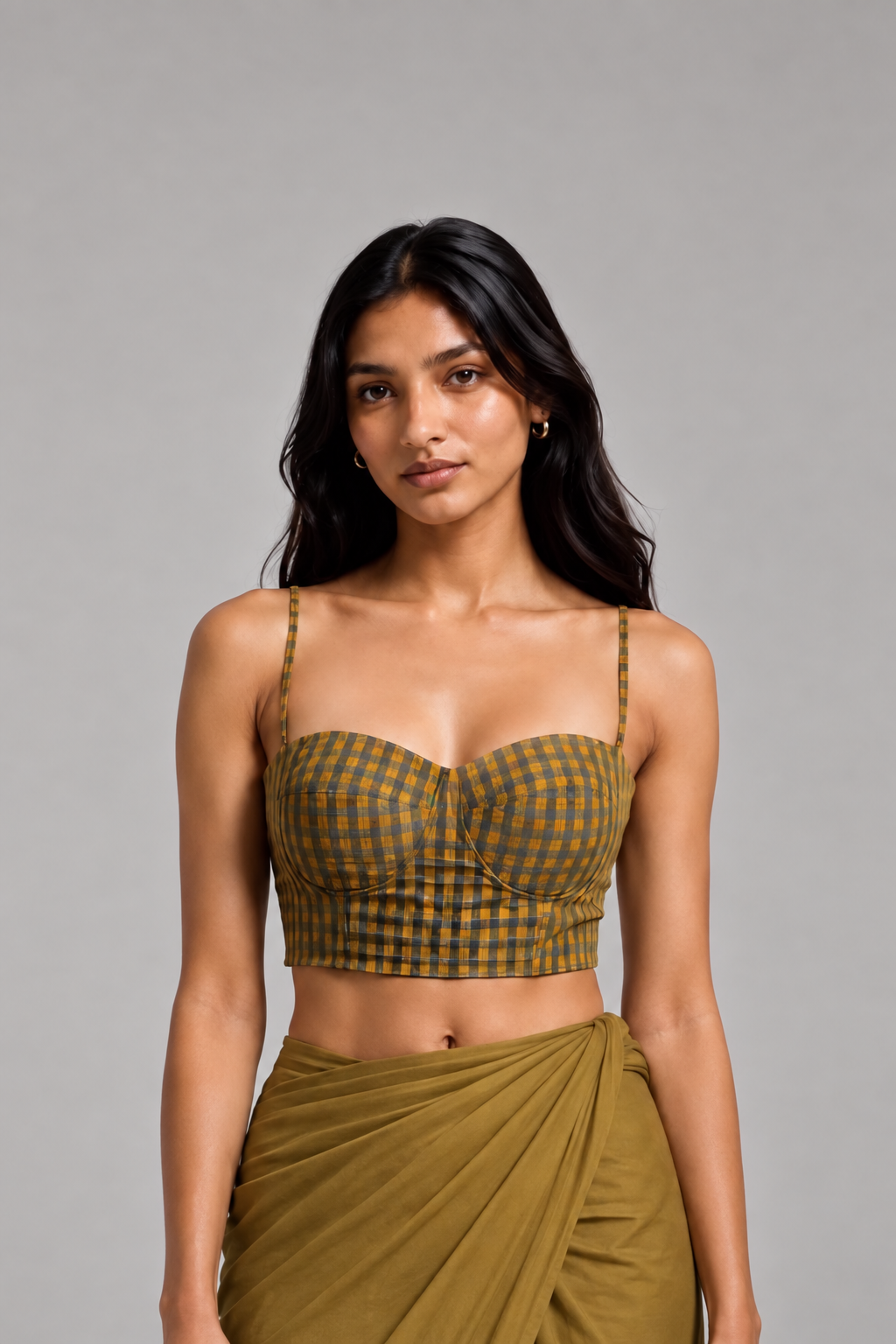 Mustard Check Corset