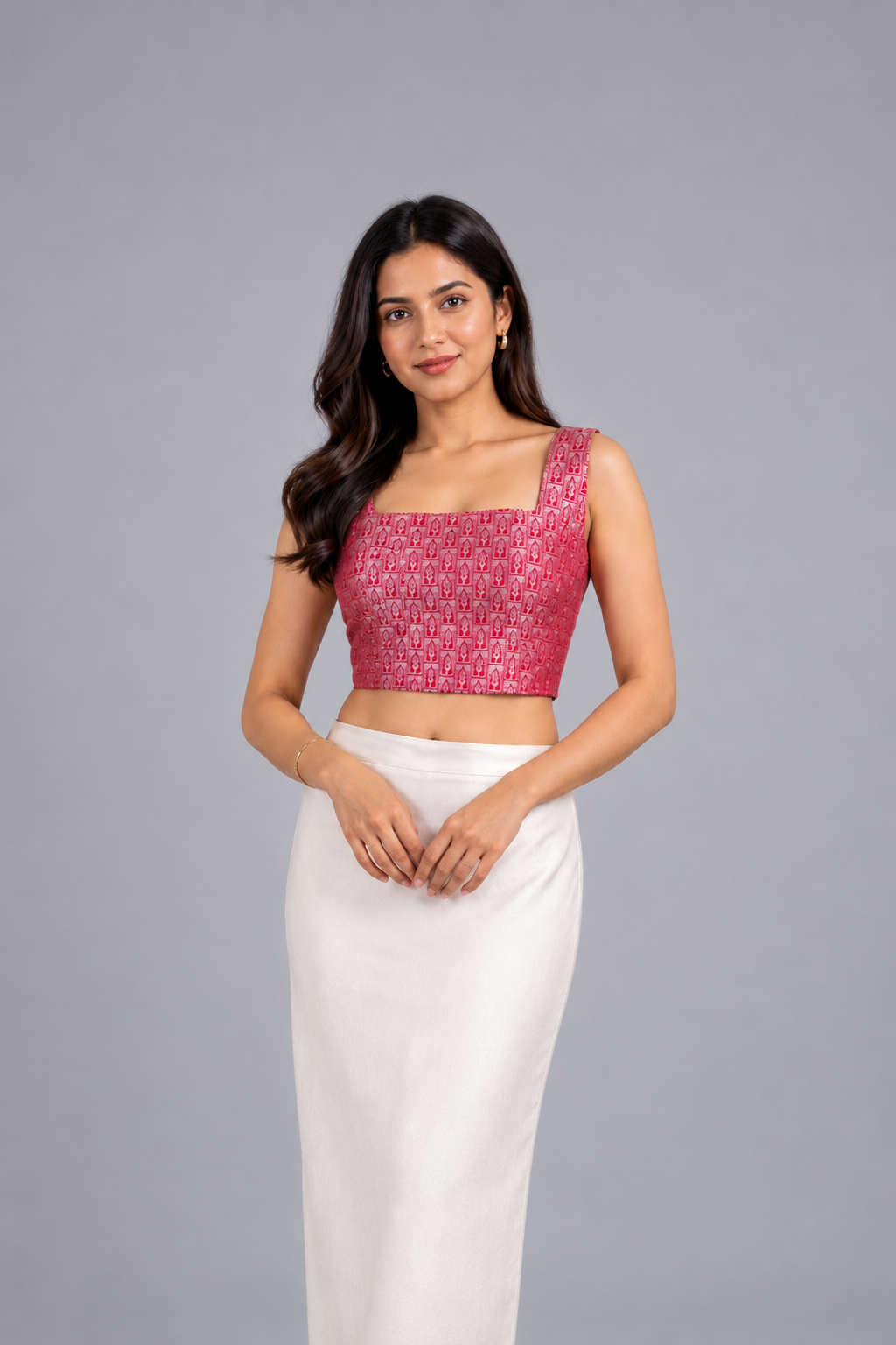 Ruby Red Brocade Blouse